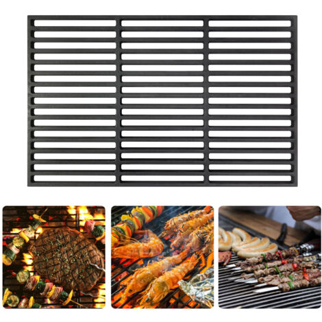 AUFUN Parrilla de hierro fundido macizo cuadrada, maciza barbacoa BBQ asado gas leña carbón, accesorio para barbacoa, barbacoa de gas, horno (54 x 34 cm)