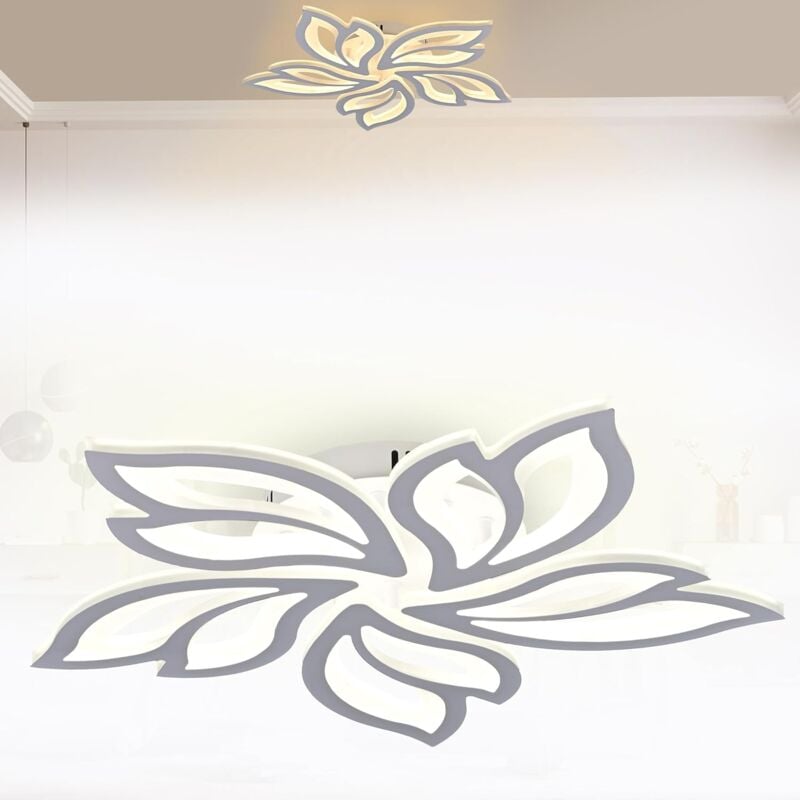 Plafonnier led 96W dimmable avec télécommande, lumière réglable, pour salon, chambre, salle de bain, 5 feuilles - Aufun