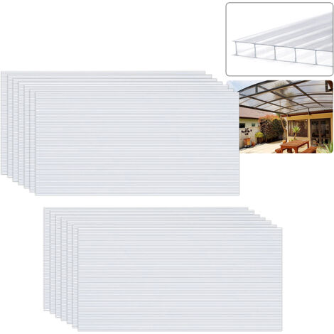 Placas De Policarbonato Alveolar | 995 X 705 Mm, Grosor 4 Mm, Transparentes, Resistentes A UV, Para Invernaderos Y Cubiertas