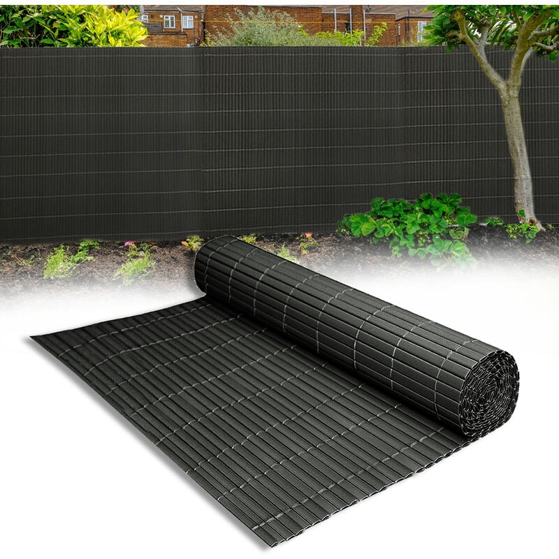 Protection visuelle en pvc pour balcon et terrasse Brise-vent Marron 160x300cm anthracite - Aufun