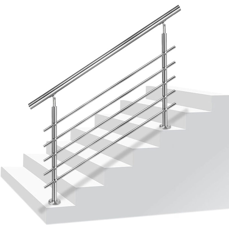 Image of AUFUN Ringhiera per scale Ringhiera per corrimano in acciaio inossidabile per scale, interni ed esterni, balcone, parapetto, argento, lunghezza: 160