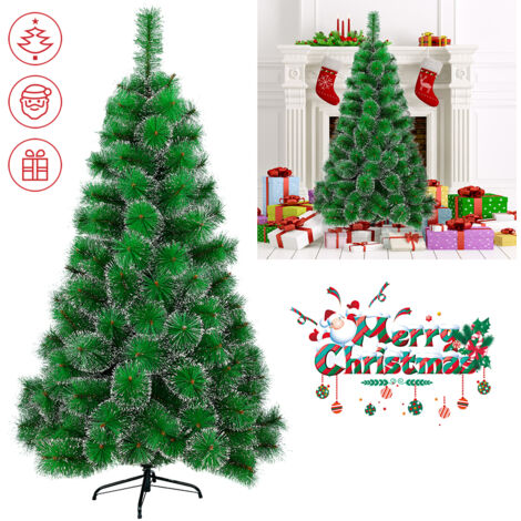 AUFUN Sapin de Noël artificiel (120cm, Vert Aiguilles de sapin + effet neige)