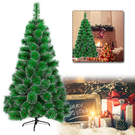 AUFUN Sapin de Noël artificiel (210cm, Vert Aiguilles de sapin + effet neige)