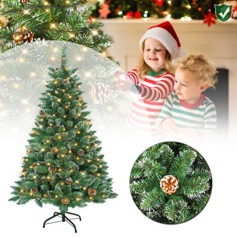 AUFUN Sapin de Noël artificiel avec éclairage et neige 120cm