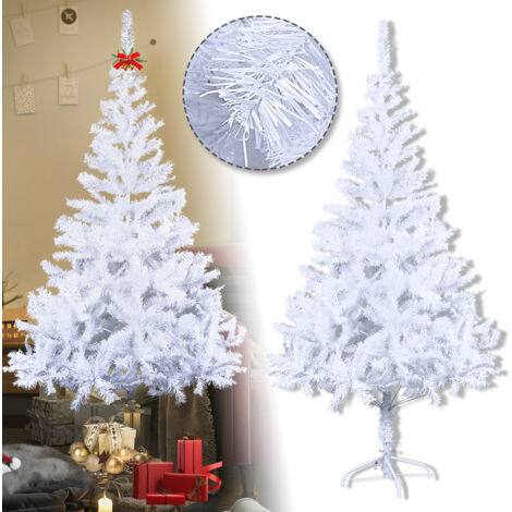 AUFUN Sapin de Noël artificiel Blanc PVC (210cm,Blanc)