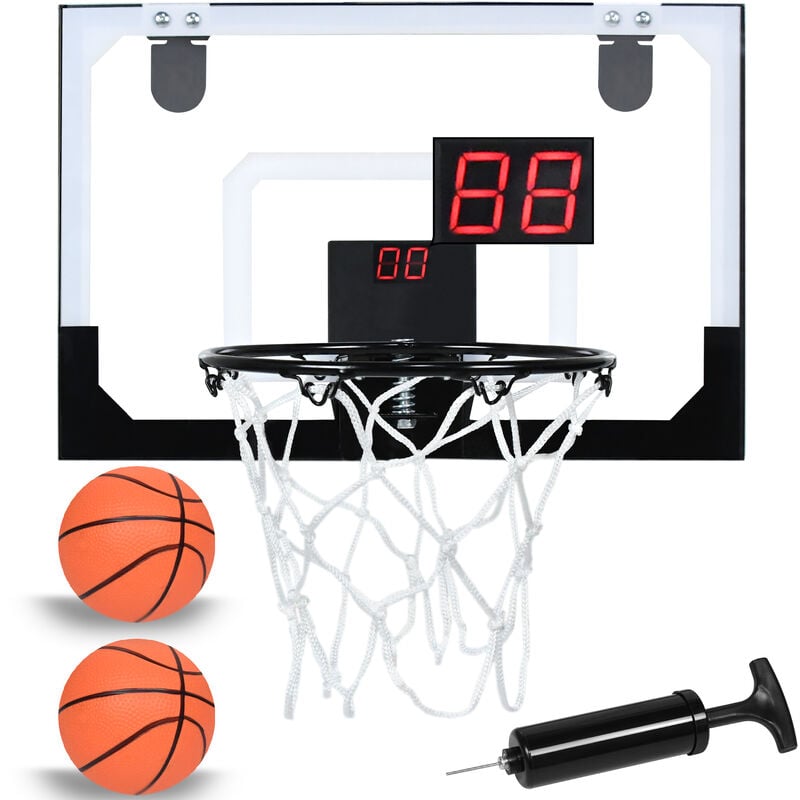 Aufun - Mini panier de basket d'intérieur pour enfants avec tableau de bord électronique et son, panneau de basket suspendu avec balles, électronique