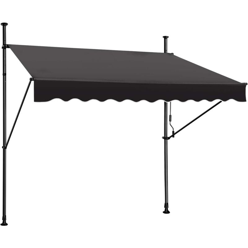 Store de balcon avec manivelle, auvent sans perçage, réglable en hauteur, uv résistant, pour extérieur, jardin (200 x 120 cm, gris foncé) - Aufun