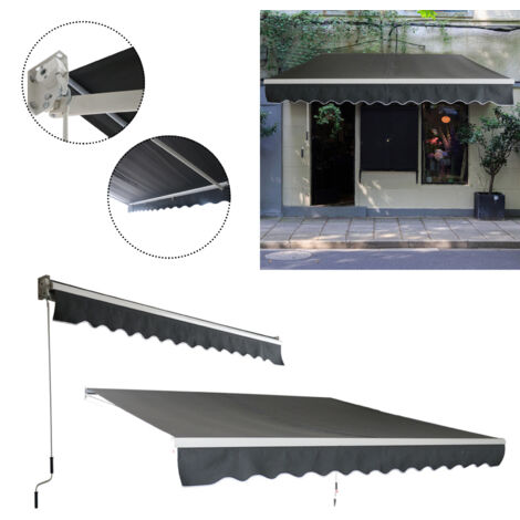 AUFUN Store Banne de Balcon Rétractable avec Tissu Résistant 250x200 cm Gris foncé