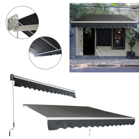 AUFUN Store Banne de Balcon Rétractable avec Tissu Résistant 250x200 cm Gris foncé