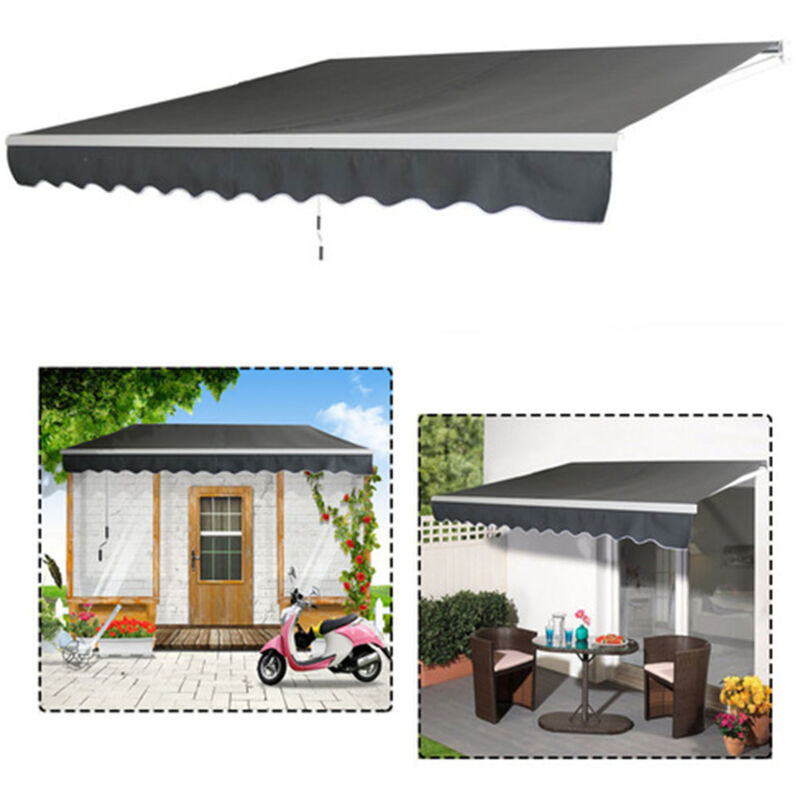 Store Banne de Balcon Rétractable avec Tissu Résistant 360x300 cm Gris foncé - Aufun