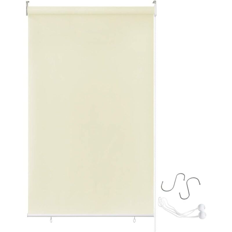 Aufun - Store enrouleur extérieur pour balcon, protection solaire, store vertical, store enrouleur extérieur, protection uv (140 x 240 cm, beige)