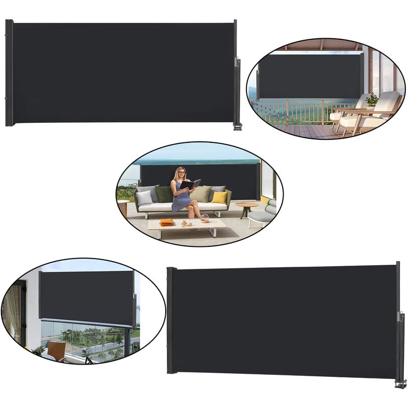 Aufun - Store latéral Protection de la Vie privée auvent Extensible 120x300 cm Anthracite