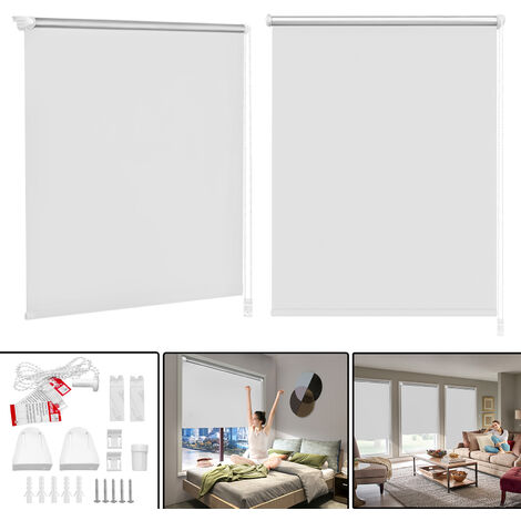 AUFUN Stores Enrouleurs Occultant Thermique  Store occultant Thermorollo pour Portes fenêtres - (Blanc/Anthracite,70 x 160-120 x 160cm)