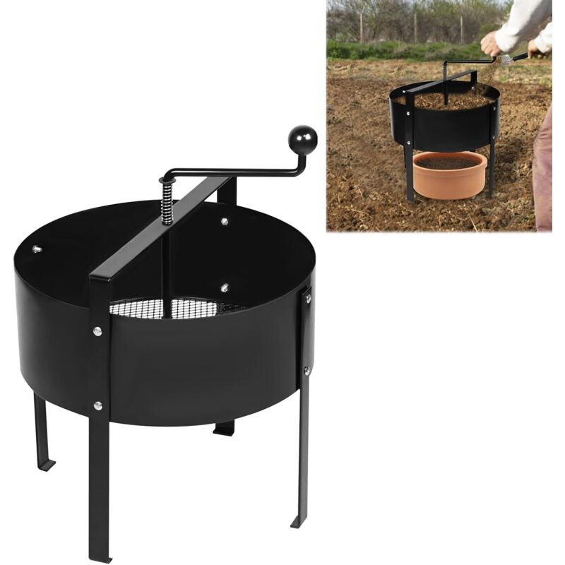 Aufun - Tamis à terre rotatif, tamis de jardin avec poignée, machine à tamiser la terre, grille de tamisage pour outils de jardin (Noir)