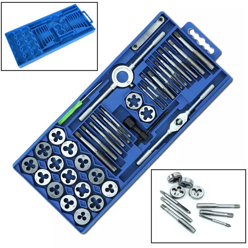 Aufun - taraud set 40 pcs jeu de tarauds M3-M12