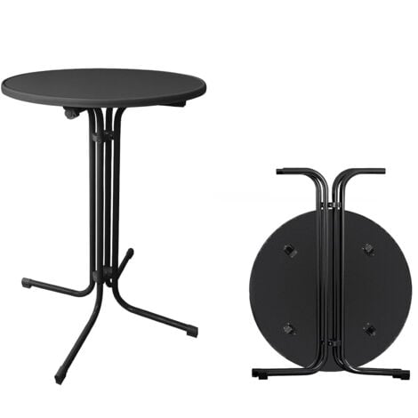 AUFUN Tavolo da bar Tavolo da bistrot pieghevole Tavolo pieghevole Ø 80 cm in alluminio Tavolo da bar rotondo alto 110 cm, facile da montare, per esterno e interno, nero