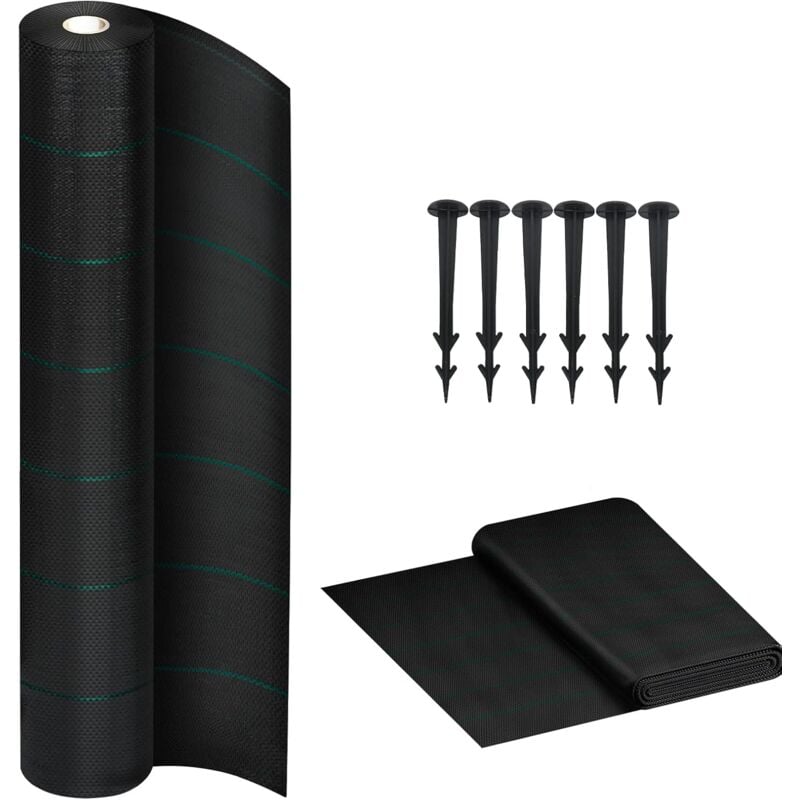 Toile de paillage jardin, anti-mauvaises herbes, 100g/㎡, perméable, uv, résistante, 2x5m - Aufun