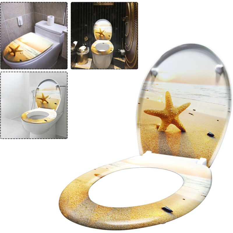 Aufun - Siège de toilette pour adultes avec frein de chute et fermeture en douceur, fixation facile, charnières robustes et finition haut de gamme