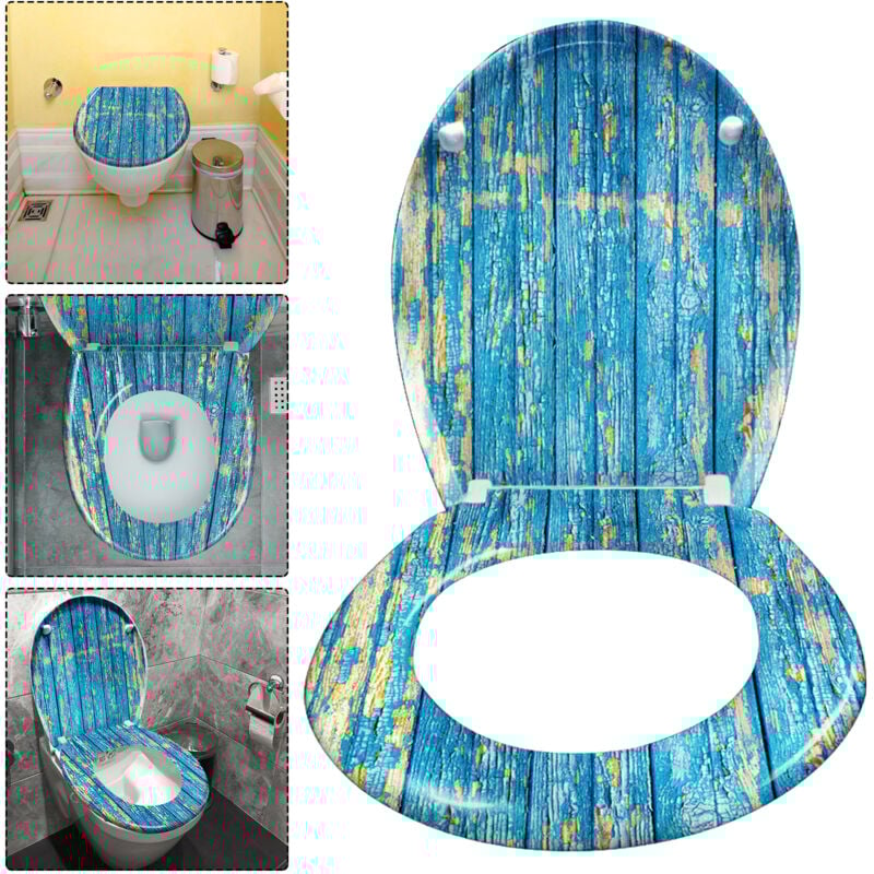 Aufun - Siège de toilette pour adultes avec frein de chute et fermeture en douceur, fixation facile, charnières robustes et finition haut de gamme