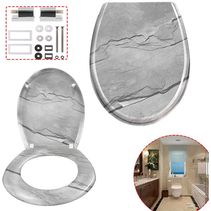 Abattant WC avec frein de chute easy close, fixation inox 'fix clip', Blanc,  Duroplastique, Bilbao, 35
