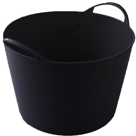 Auge en Caoutchouc Élastique 12L Seau Noir avec Poignées de Transport Panier de Jardin Universel et Flexible