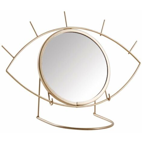 Augenförmiger Spiegel zum hinstellen aus goldfarbenem Metall