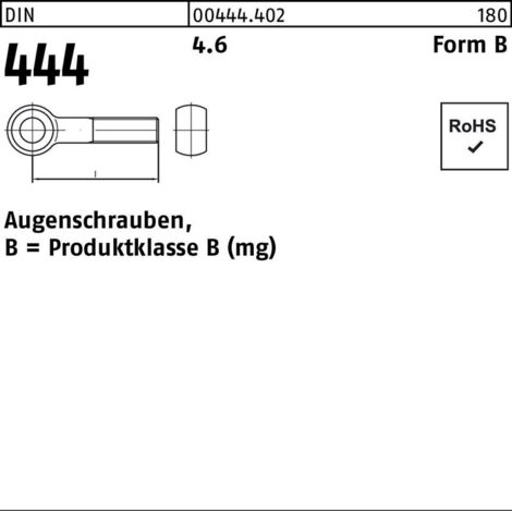 Augenschraube DIN 444 FormB BM 6x 75 4.6 25 Stück