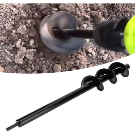 Auger de plantation pour fleurs 8 cm x 60 cm – Foret spiralé en fer pour jardinage, perçage facile des trous dans le sol
