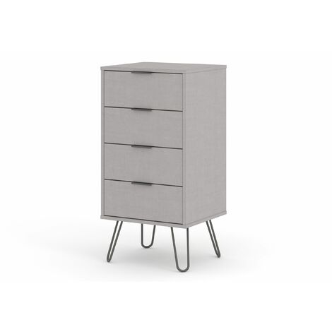 Augustine Grey 4 Drawer Narrow Chest Of Drawers - Grey
