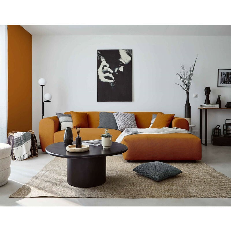 Lisa Design - Aumance - canapé d'angle droit 4 places - en velours côtelé - rouille