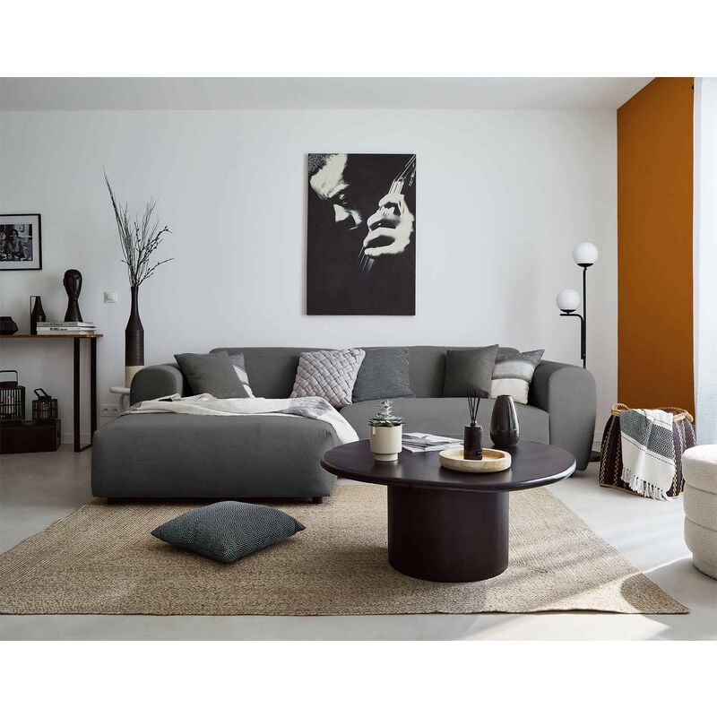 Lisa Design - Aumance - canapé d'angle gauche 4 places - en velours côtelé - gris foncé