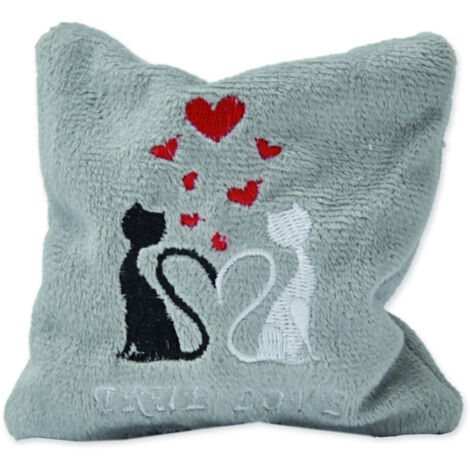 Aumüller Katzenspielkissen True Love Mini - Schmuseplüsch grau