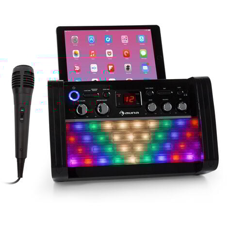 auna DiscoFever 2.0 sistema de karaoke, BT, Disco-LED, reproductor CD-/CD+G negro