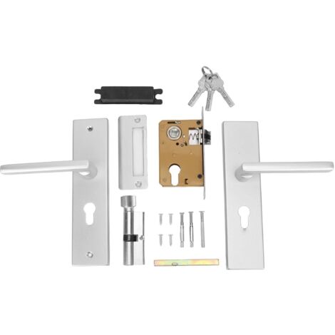 AUNMAS Serrure de Porte Poignée de Porte de Style Moderne en Alliage D'aluminium Résistant aux Chocs Serrure de Porte Mécanique Levier de Porte Droit avec Clés Poignée de Porte de Salle