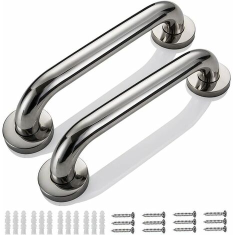 Aunrtb 2pcs 30cm Barre d’appui de Salle de Bain Barres de Sécurité Murale pour Douche Poignée de Baignoire Porte-serviettes en Acier Inoxydable pour Enfants Femme Enceinte Handicapés Personnes Agées