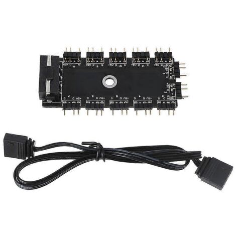 AURA SYNC Hub répartiteur ARGB 5V 3 broches pour boîtier et câble d'extension RGB - 4 broches