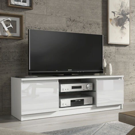 Aura TV Unit 120cm - White with Gloss Doors