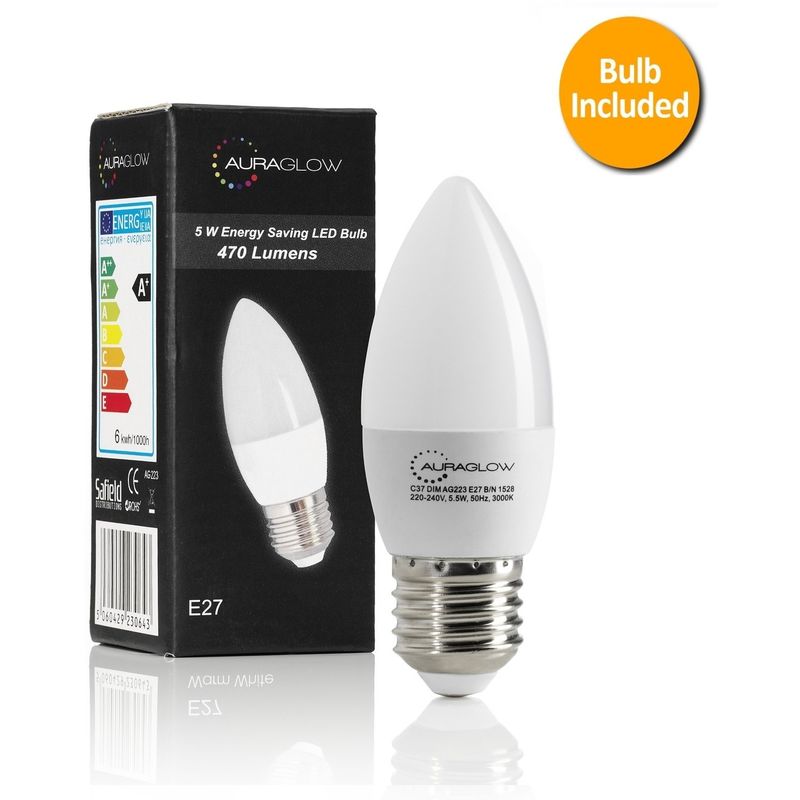 Auraglow 5w Indoor / Outdoor Garden Wall Light Weatherproof Lantern - Black - Cool White LED Bulbs Included