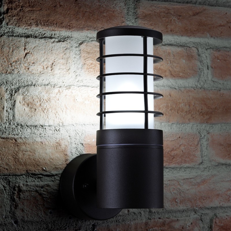 Auraglow 5w Indoor / Outdoor Garden Wall Light Weatherproof Lantern - Black - Cool White LED Bulbs Included