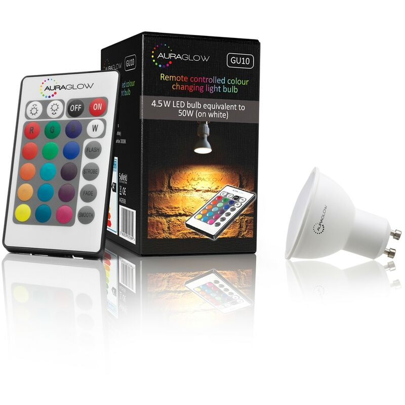 6w Remote Control Colour Changing Dimmable LED Light Bulb GU10 50w EQV Warm White - 3rd Generation - Auraglow