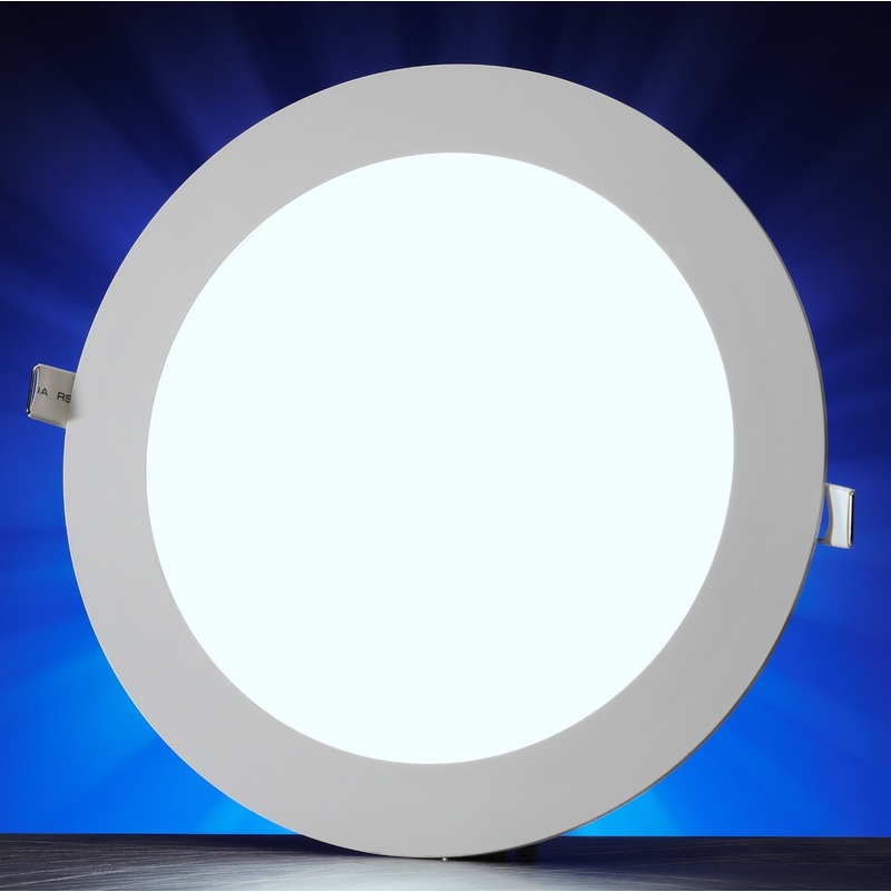 8w LED Circle Slim Panel Downlight Office Ceiling Light - Daylight White 6500K - 500 Lumens - 42w EQV - Auraglow