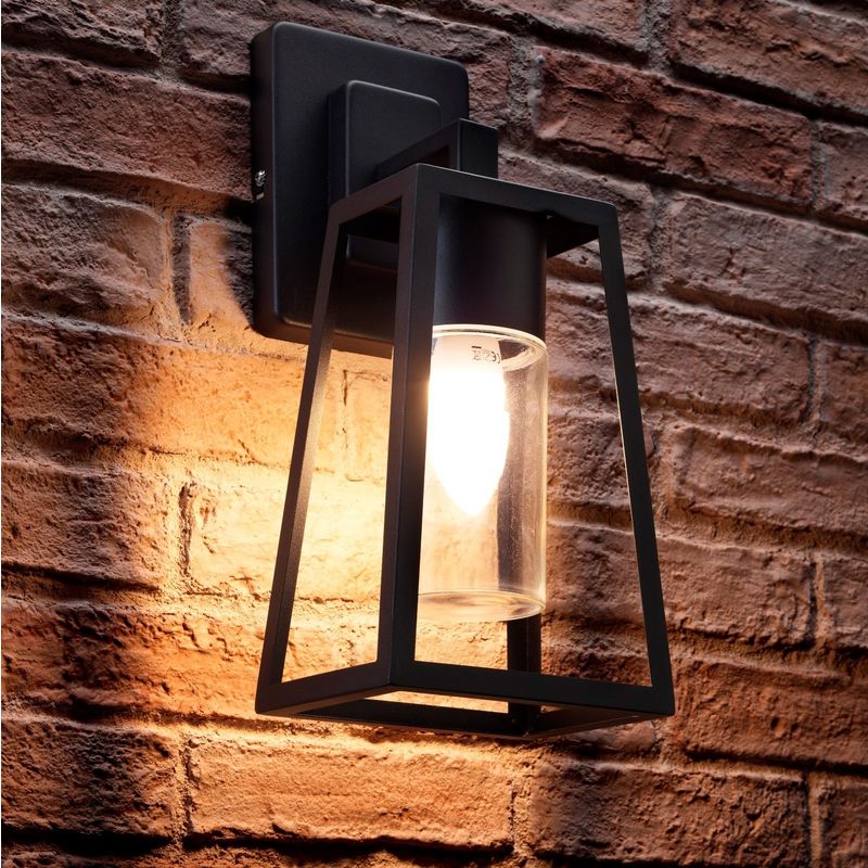 Auraglow Black Outdoor Hanging E27 LED Candle Lantern Wall Light Lamp (Warm White)