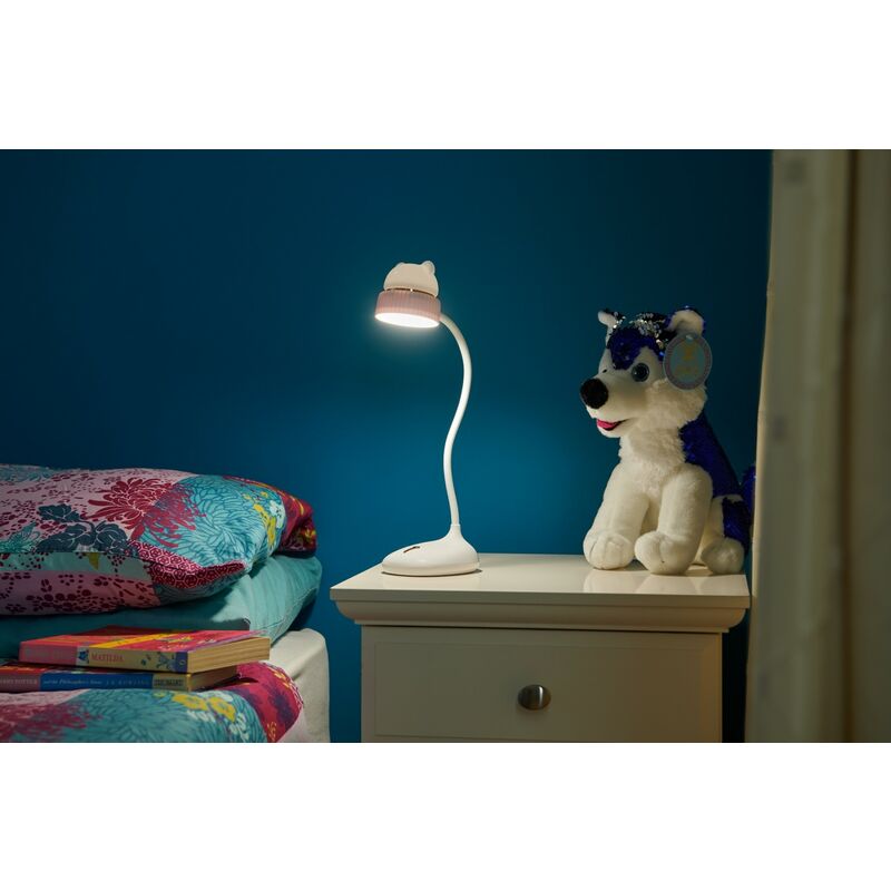 BUDDY, The Kids Rechargeable Teddy-Bear Night Light & Desk Lamp! - White - Auraglow
