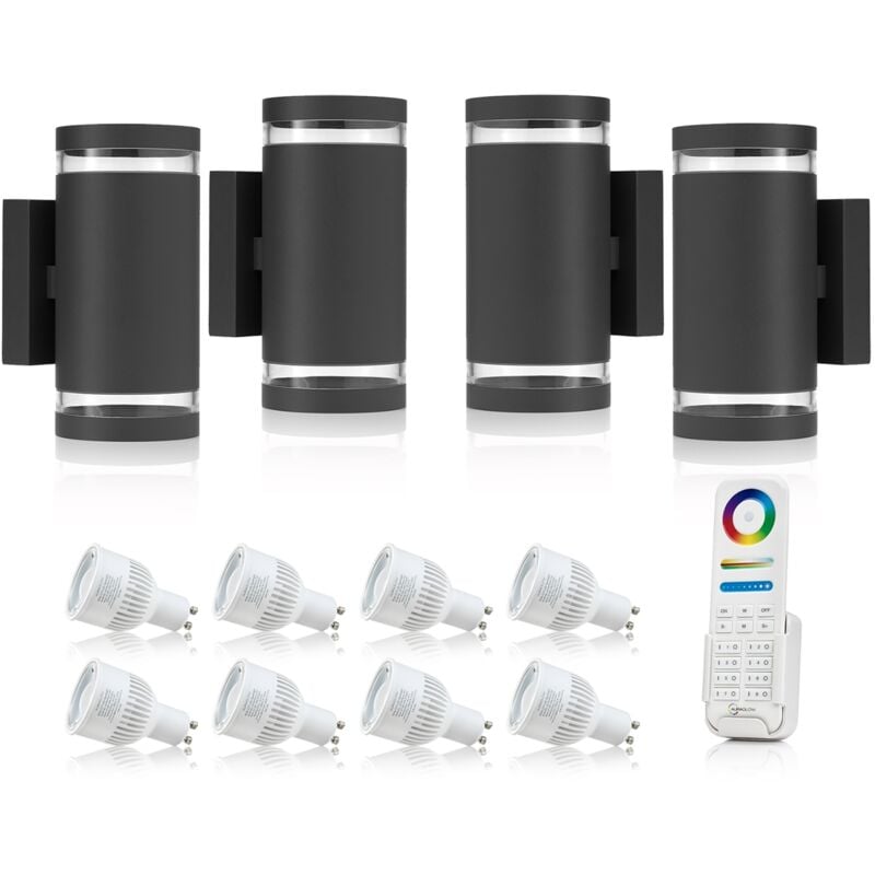 Auraglow Double Up & Down Wide Pillar Wall Light - ASTRA - Colour Changing - With 8 Zone Remote - 4 Pack