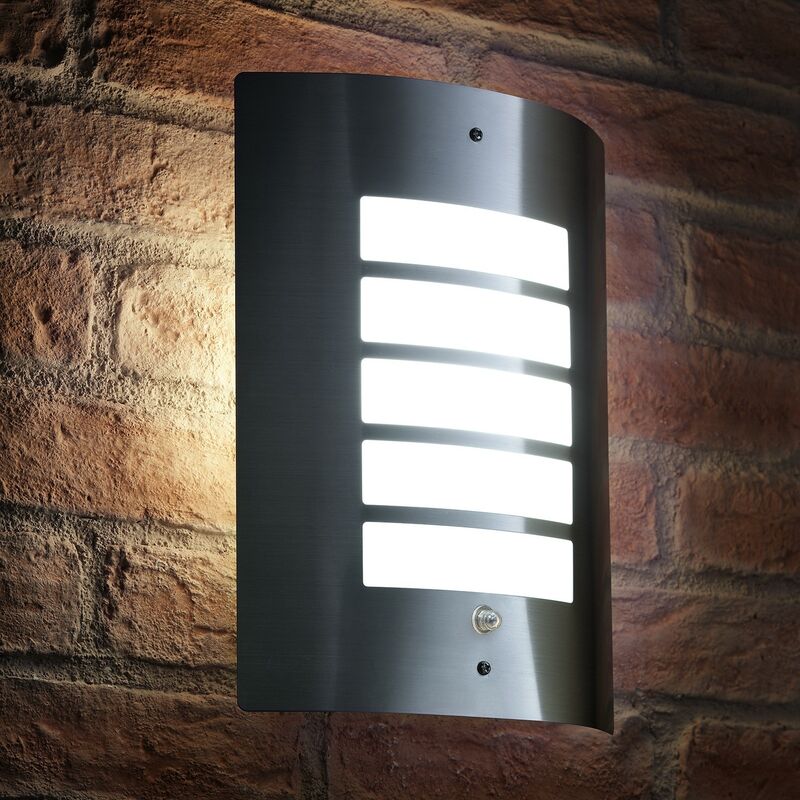 Auraglow Dusk Till Dawn Daylight Sensor Outdoor Wall Light - Aluminium - Cool White