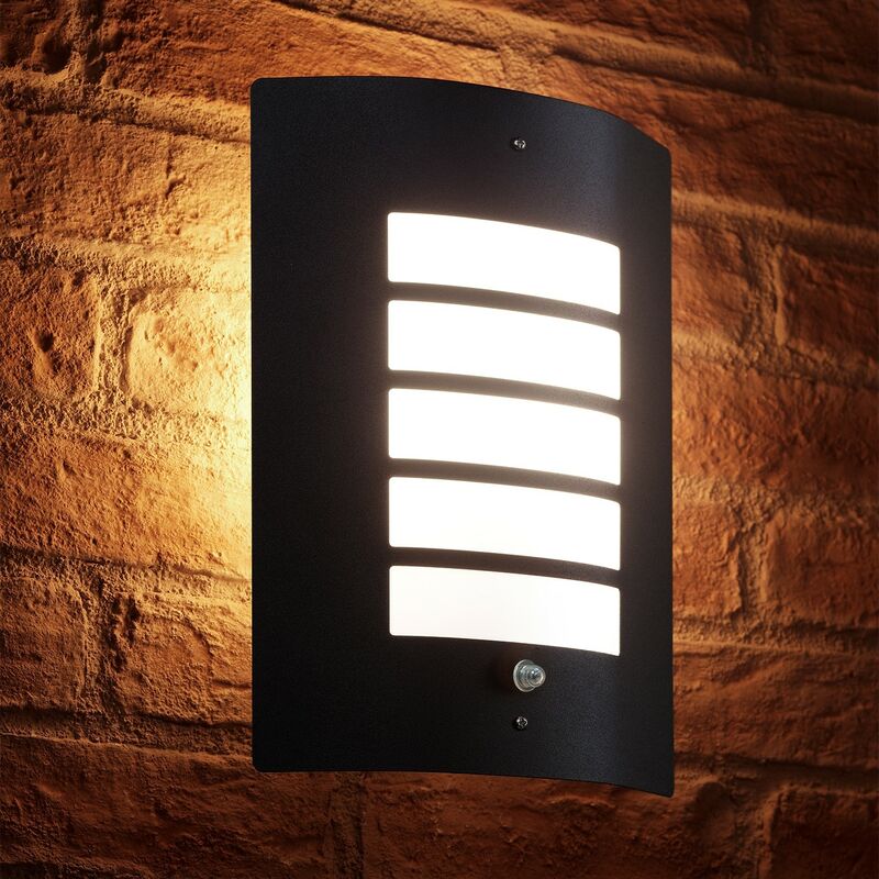 Auraglow Dusk Till Dawn Photocell Daylight Sensor Switch Outdoor Wall Light, Warm White – Black