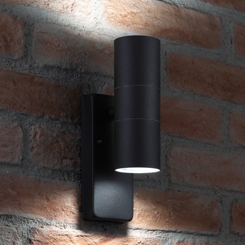 Auraglow Dusk Till Dawn Sensor Black Up & Down Outdoor Wall Security Light - Cool White