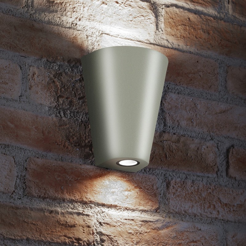 Auraglow Indoor / Outdoor Double Wall Up & Down Light - Silver - Cool White LED Bulbs Included