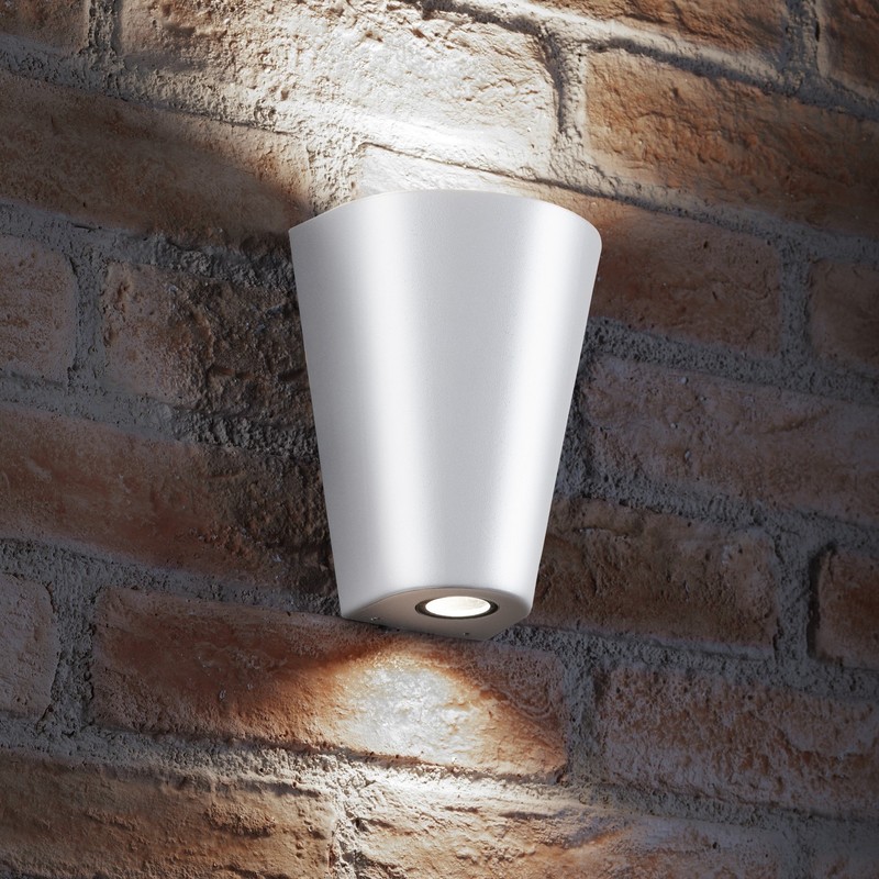 Auraglow Indoor / Outdoor Double Wall Up & Down Light - White - Cool White LED Bulbs Included