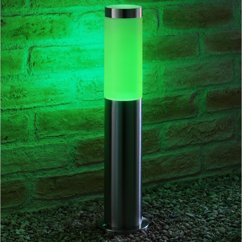 Auraglow IP44 Stainless Steel Outdoor Garden Path Post Light - 4w Green Filament LED Light Bulb Included
